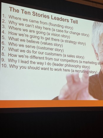 Screen with 'The Ten Stories Leaders Tell'
